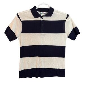 Vintage New Connections Men's Striped Short Sleeve Polo Shirt Size Medium Casual
